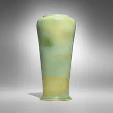 Favrile Pottery vase by Tiffany Studios, 1904-14, glazed earthenware, sold Oct 2026