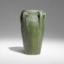 Vase with leaves and handles by Wilhelmina Post, 1899-1910, glazed earthenware, sold Oct 2026
