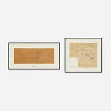 Sketch for Affirmations; Scenic Sketch for Affirmations (two music manuscripts) by Carl Ruggles, c. 1940, graphite and ink on paper (double-sided), graphite on paper, sold Oct 2026