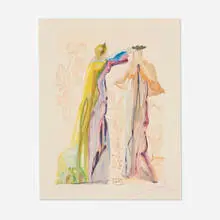 Les dernières paroles de Virgile (Chant 27: Le purgatoire) (from the La divine comédie suite) by Salvador Dalí, 1963, wood engraving in colors, sold Oct 2026