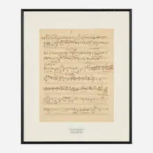 Music manuscript for II. Pihenő (Relaxation) from Contrasts by Béla Bartók, c. 1938, ink on paper, sold Oct 2026
