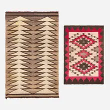 Ganado-style and Eye Dazzler weavings, set of two by Emmi Whitehorse, hand-woven wool, sold Oct 2026