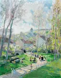 Enfants et nonnes dans un parc by Jules Rene Herve, Huile sur toile, sold Mar 2018