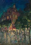 Nuit à Paris by Konstantin Alexeievitch Korovine, Huile sur papier marouflé sur carton, sold Mar 2018
