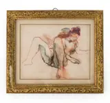 Untitled by Moses Soyer, Oil pastel nude, sold May 2026