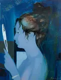 Jeune fille au miroir de profil by Camille Hilaire, Gouache sur papier tendu sur toile, sold Mar 2018