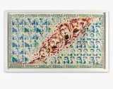 Sans titre by Jef Aérosol, 1987, Pochoir et peinture aérosol sur panneau de bois, sold Apr 2018