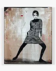 Twiggy by Jef Aérosol, 2012, Pochoir, peinture aérosol et acrylique sur carton de récupération, sold Apr 2018