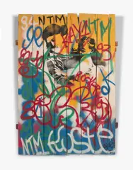 Hommage à NTM by Blek le Rat, 1994, Pochoir et peinture aérosol sur palissade en bois, sold Apr 2018