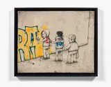Art of buffing by Dran, 2010, Crayon pierre noire, gouaches et peinture aérosol sur paper marouflé sur toile, sold Apr 2018
