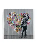 Paint love by Martin Whatson, 2013, Pochoir, peinture aérosol et acrylique sur toile, sold Apr 2018