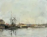 Deauville, le bassin - Circa 1877-1881 by Eugène Boudin, Huile sur panneau, sold Jun 2018