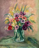 Anémones et mimosas by Henri Manguin, 1938, Huile sur toile, sold Jun 2018