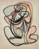 Composition by Stanley William Hayter, 1946, Gouache et aquarelle sur papier, sold Jun 2018