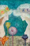 Deux femmes aux chapeaux ou Étude pour La Conversation - Circa 1965-1967 Étude pour La Conversation Circa 1965-1967 by Léonor Fini, Huile sur toile, sold Jun 2018