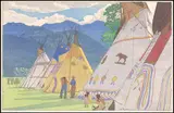 Indian Days, Banff by Walter J. Phillips, colour woodcut, sold Nov 2008