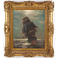 Moonlight Sail by James Gayle Tyler, Oil on canvas, sold Mar 2013