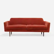 Sofa, model 495 by Edward Wormley, c. 1955, microfiber upholstery, walnut, offered Aug 2026