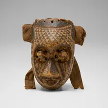 Ishyeen Imaalu mask by Bushongo, carved wood, burlap, offered Aug 2026