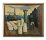 Dock Scene by Gunnar Ditlefsen, Oil on canvas, sold Jun 2026