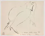 Nu assis by Yu Sanyu, 1961, Encre sur papier, sold Jun 2018