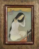 Jeune fille devant la coiffeuse by Mai Trung Thu, 1955, Gouache sur soie, sold Jun 2018