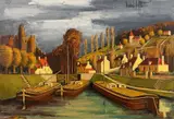 Conflans Sainte-Honorine, l'écluse sur la Seine by Bernard Buffet, 1973, Huile sur toile, sold Jun 2018