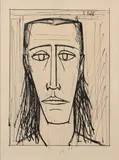 Tête de femme by Bernard Buffet, 1954, Encre de Chine sur papier, sold Jun 2018