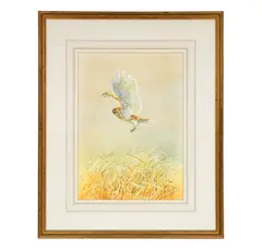 Untitled by Peter Bere, Owl watercolor print, offered Jun 2026