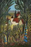 Toits de village by Ferdinand Desnos, Huile sur toile,, sold Apr 2018