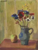 Nature morte au bouquet by Ossip Lubitch, Huile sur toile,, sold Apr 2018