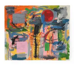 Abstract by Taro Yamamoto, Oil on board, sold Jun 2026