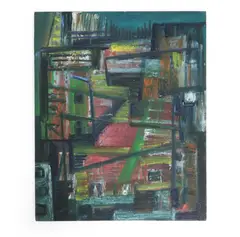 Abstract by Norman Carton, Oil on board, sold Jun 2026
