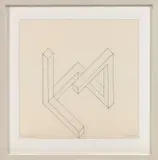INCOMPLETE OPEN CUBE 6/14 (SEMI CUBE) by Sol LeWitt, 1974, Encre et crayon sur papier, sold Jun 2018