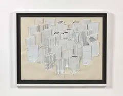 ZONE 4 by Kader Attia, 2006, Stylo bille, feutre, épingles et collage sur papier, sold Jun 2018