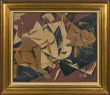BOEUF ASSIS (A LA JUAN GRIS) by Bernard Réquichot, 1953, Huile sur toile, sold Mar 2018