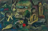 LE DEJEUNER SUR L'HERBE by Jean Messagier, 1945, Huile sur panneau de bois, sold Mar 2018