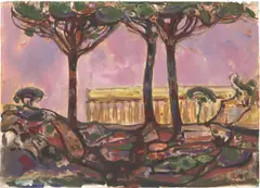 Paestum by Max Kaus, 1967, Gouache und Tusche auf Velin, sold Oct 2023