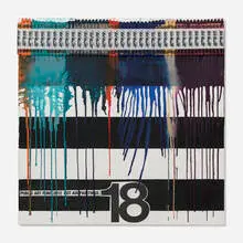 Hot Air Painting 18 by Rob Pruitt, 2012, paint, melted crayons, printed tape and collage on canvas, offered Jun 2026