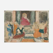 The Judgment of Solomon #1 by Leon Kossoff, 1999, etching and drypoint with hand-coloring on Arches, offered May 2026