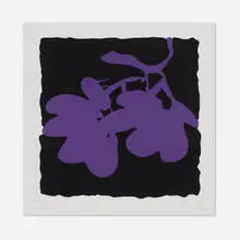 Purple May 10 2012 (from the Lantern Flowers suite) by Donald Sultan, 2012, screenprint with flocking on museum board, offered Feb 2026