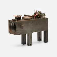 Colector (boceto preliminar fallido) by Francis Alÿs, 1990, steel, found objects, offered Jul 2026