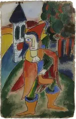 Merlin l’enchanteur by Pierre Giraud, 1947, Encre et gouache, sold Apr 2019