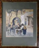 Le caravansérail à Meknès by Édouard Doigneau, Aquarelle et gouache signée et située en bas à droite, sold May 2019