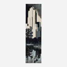 Untitled (Skyscraper) by Louis Lozowick, gouache on canvas paper, offered Nov 2025
