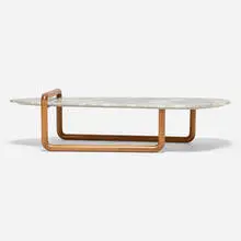 Coffee table by Contemporary, walnut, marble, sold Sep 2026