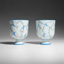 Celesio coupes, pair by Gio Ponti, transfer-printed porcelain, sold Sep 2026