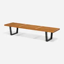 Slat bench, model 4692 by George Nelson & Associates, 1946, birch, lacquered wood, sold Sep 2026