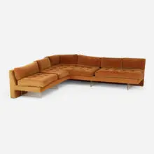 Omnibus 3 sofa by Vladimir Kagan, c. 1970, upholstery, acrylic, sold Sep 2026