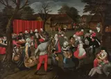 Noces villageoises by Marten van Cleve, Huile sur panneau de chêne, parqueté, sold Nov 2018